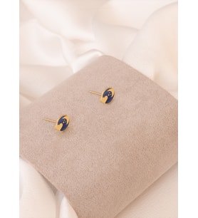 MİNELİ KALPLİ HİLAL KÜPE (Gold)