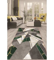 Dijital Kaymaz Taban Yıkanabilir Modern Renkli Salon Halısı Mutfak Halısı Yolluk ND-HT-165 (Yeşil)