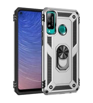 Huawei P40 Lite E Kılıf Yüzüklü Zırh Tank Vega (Gri)