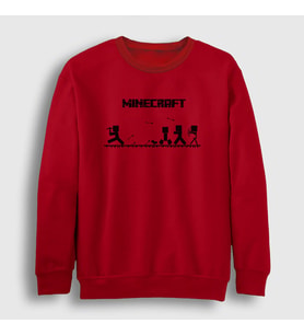 Presmono Unisex Beyaz Arrows Minecraft Sweatshirt 29191tt (Kırmızı)