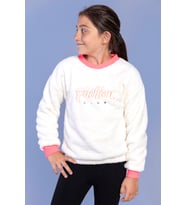 Toontoy Kız Çocuk Nakışlı Peluş Sweatshirt (Ekru)