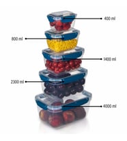 5'li Master Dikdörtgen Saklama Kabı (400 ml - 800 ml - 1400 ml - 2300 ml - 4000 ml) (Mavi)