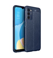 Oppo A55 5G Kılıf Zore Niss Deri Desenli Silikon Kılıf (Lacivert)
