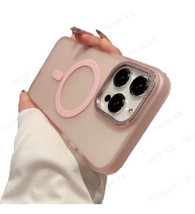 Uyumlu Model Apple iPhone 13 Pro Kılıf Mat Kadifemsi Special Edition PC Magsafe Kapak (Pembe)