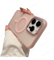 Uyumlu Model Apple iPhone 13 Pro Kılıf Mat Kadifemsi Special Edition PC Magsafe Kapak (Pembe)