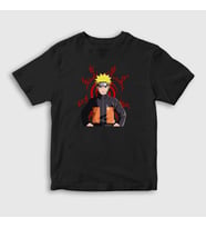 Presmono Unisex Çocuk Beyaz Fuinjutsu Anime Naruto T-Shirt 132020tt (Siyah)