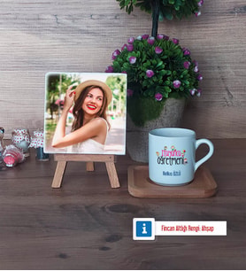 İtalyanca Öğretmeni Fotoğraflı Dekoratif Taş, Ahşap Altlıklı Türk Kahvesi Fincanı Hediye (Model 1)