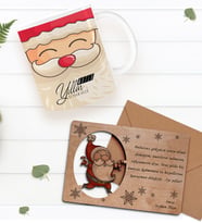 BK Gift Kişiye Özel Mutlu Yıllar Kupa Bardak ve Retro Ahşap Yılbaşı Tebrik Kartı Hediye Seti-6 (Turuncu)