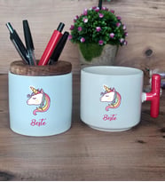 Unicorn Hediye Sepeti Kupa Bardak T Kulplu, Kalemlik Hediyeleri Kardeşe Sevgiliye Arkadaşa Hediye (Model 1)