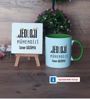 Jeoloji Mühendisi Dekoratif Taş, Kupa Bardak Kırmızı Hediye (Model 13)