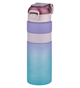 Vagonlife Çift Renk 800ml Kaydırmaz Silikon Gövde Rahat İçim-Pipetsiz- Motivasyon Su Matarası (Mor)