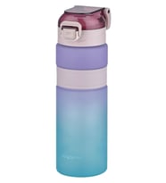 Vagonlife Çift Renk 800ml Kaydırmaz Silikon Gövde Rahat İçim-Pipetsiz- Motivasyon Su Matarası (Mor)