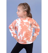 Toontoy Kız Çocuk Nakışlı Batik Desenli Sweatshirt (Kiremit)