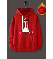 Duck Baskılı Oversize Sweatshirt (Kırmızı)