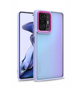 Xiaomi Mi 11T Pro 5G Kılıf Kamera Korumalı Mat Renkli Silikon (Lila)