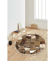 Dijital Baskılı Kaymaz Taban Yıkanabilir Yuvarlak Salon Halısı Koridor Halısı Paspas NDY-HT-1098 (Kahverengi)