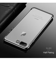 iPhone 7 Plus Kılıf Dört Köşeli Lazer Silikon Kılıf (Gri)