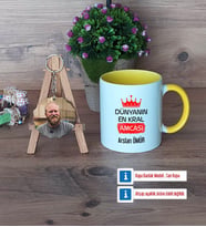 Amcaya Hediye Kupa Bardak Beyaz ve Fotoğraflı Ahşap Anahtarlık HediyeBabalar Günü Hediyesi (Model 7)
