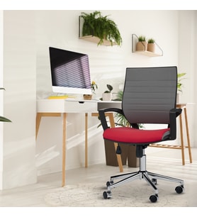 Asbir Mobilya Rigel Metal Ayaklı Çalışma Koltuğu Ofis Sandalyesi (Gri-Kırmızı)