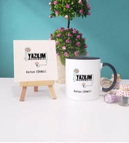 Yazılım Mühendisi Kupa Bardak Lacivert Dekoratif Taş Baskı (Model 5)