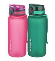Uzspace 2'li Tritan Matara Seti 650 ml 14 Farklı Renk Seçeneği FiftyFifty (Siyah - Somon Pembe)