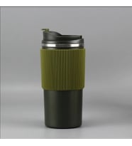 450ml Silikon Kol 304 Paslanmaz Çelik Termos Taşınabilir Coffe Cup (Lacivert)
