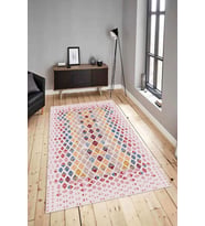 Dijital Baskılı Yıkanabilir Kaymaz Modern Renkli Salon Halısı Mutfak Halısı Yolluk ND-HY-891 (Pembe)