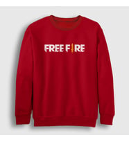 Presmono Unisex Beyaz Logo Free Fire Sweatshirt 233499tt (Kırmızı)