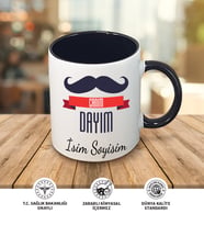 Dayı Temalı Kişiye Özel İsim ve Fotoğraf Baskılı Kupa Bardak No:001 (Siyah)
