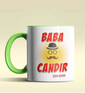 Kişiye Özel Baba Candır Tasarımlı Siyah Kupa Bardak (Yeşil)