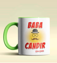 Kişiye Özel Baba Candır Tasarımlı Siyah Kupa Bardak (Yeşil)