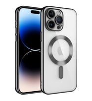Apple iPhone 14 PRO MAX Kılıf Kamera Lens Korumalı Renkli Magsafe Şeffaf Silikon (Siyah)