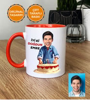 Kişiye Özel Karikatürlü Doğum Günü Hediyesi Kupa Bardak Erkek Sevgiliye Babaya Abiye Doğum Günü Hediyesi (Turuncu)