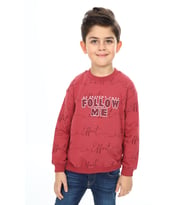Toontoy Erkek Çocuk Follow Me Baskılı Sweatshirt (Kiremit)