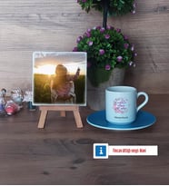 Hamile Anne Adayı Fotoğraflı Dekoratif Taş, Ahşap Altlıklı Türk Kahvesi Fincanı Hediye (Model 5)