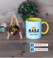Babalar Günü Hediyesi Kupa Bardak Beyaz ve Fotoğraflı Ahşap Anahtarlık HediyeBabaya Hediye (Model 7)