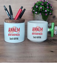 Annem Birtanemsin Hediye Sepeti Kupa Bardak T Kulplu, Kalemlik Hediyeleri Anneye Doğum Günü Anneler Günü Hediyesi (Model 8)
