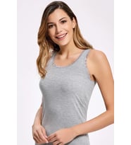Melanjlı Dantelli Geniş Askılı Atlet (Gri)