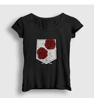 Presmono Kadın Haki Garrison V2 Anime Attack On Titan T-Shirt 123549tt (Siyah)