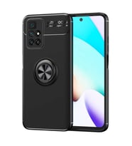 Xiaomi Redmi 10 Kılıf Zore Ravel Yüzüklü Silikon Kılıf (Siyah)
