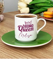 Kişiye Özel Drama Queen Türk Kahvesi Fincanı Sevgiliye Arkadaşa Hediye (Yeşil)