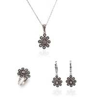 Taşlı Damla Set (Gümüş)