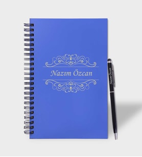 Kendin Tasarla Ahşap Defter Kalem (Mavi)