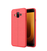 Microsonic Samsung Galaxy J7 Duo Kılıf Deri Dokulu Silikon (Kırmızı)