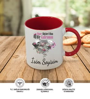 Anne Temalı Kişiye Özel İsim ve Fotoğraf Baskılı Kupa Bardak No:004 (Kırmızı)