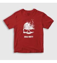 Presmono Unisex Çocuk Beyaz Skull Call Of Duty T-Shirt 27251tt (Kırmızı)