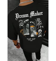 Unisex Dream Maker Baskılı Tasarım Tshirt (Siyah)