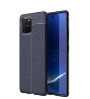 Microsonic Samsung Galaxy A91 (S10 Lite) Kılıf Deri Dokulu Silikon (Lacivert)