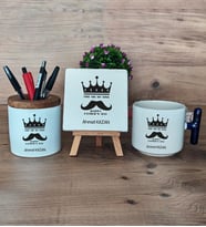 You Are My King Hediye Sepeti Kupa Bardak T Kulplu, Kalemlik ve Dekoratif Taş Babaya Doğum Günü Babalar Günü Hediyesi (Model 2)