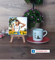 Kız Kulesi Fotoğraflı Dekoratif Taş, Ahşap Altlıklı Türk Kahvesi Fincanı HediyeArkadaşa Hediye (Model 8)